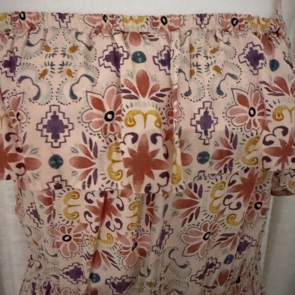 Loft Dress‎ Women Med Peach Pink Floral Maxi Tiered Ruffle Coquette CottageCore - Picture 4 of 11